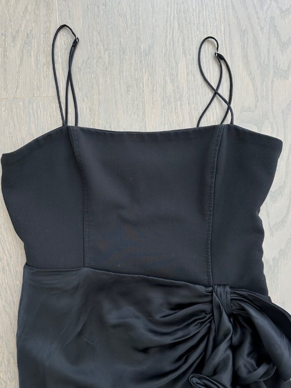Cinq a Sept Drina Gown Sleeveless Draped Dress Silk Skirt Overlay Black Size 8 - Picture 6 of 12
